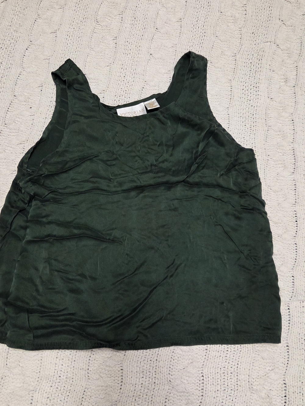 Vintage Victoria's Secret Silk Cami Forest Green Satin Tank